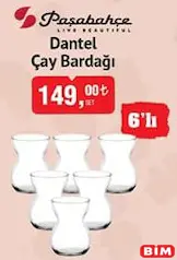 PAŞABAHÇE DANTEL ÇAY BARDAĞI 6'LI PAŞABAHÇE DANTEL ÇAY BARDAĞI 6'LI